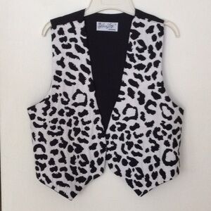Ann Loy Women Original Vest Black and White zebra print size M      #257